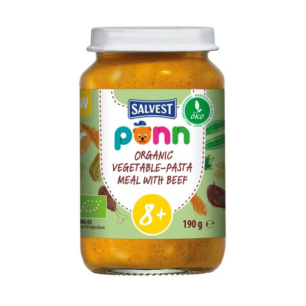 Salvest PONN BIO Hovězí maso s těstovinami (190 g)