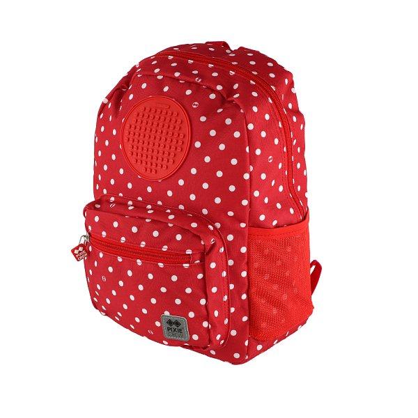 PIXIE CREW dětský batoh, červená látka s bílými puntíky, malý panel