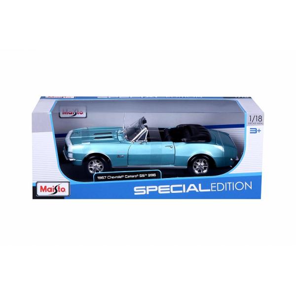 Maisto – 1967 CHEVROLET CAMARO SS 396 CONVERTIBLE, metal tyrkysový, 1:18