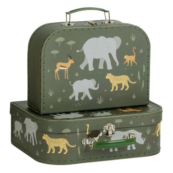 A Little Lovely Company – sada dvou kartonových kufříků – zvířata ze savany
