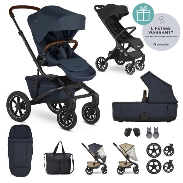 EASYWALKER Kombinovaný kočárek Jimmey Indigo Blue XXL AIR + RWS + Jackey XL Shadow Black