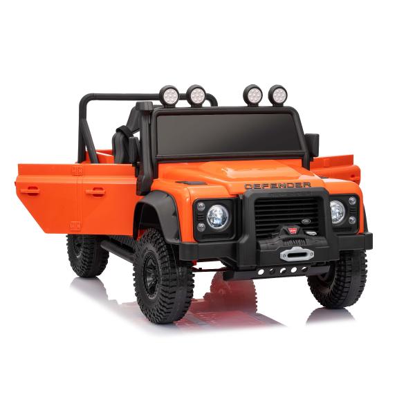 Elektrické autíčko Land Rover Defender 110 SVX 12V, oranžové, 4X4 pohon, LED světla, předn
