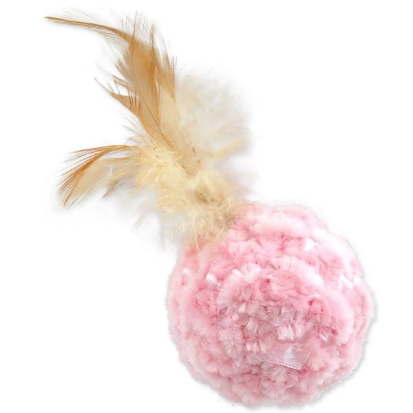 Hračka Magic Cat míček žinylkový s peříčky a catnipem mix 14cm