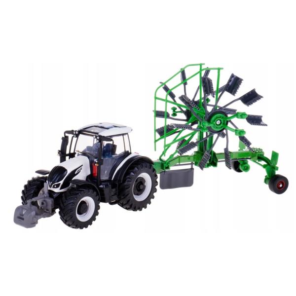 Bburago Farm 10cm Traktor s deluxe přívěsem - Valtra N174 - vířivý hraběc