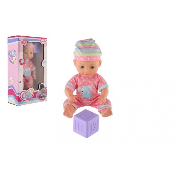 Bábika bábätko 25cm pevné telo plast, s kockou
