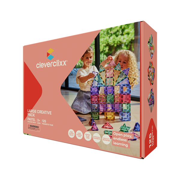 Cleverclixx Juego de construcción magnético Creative Pack Pastel – 125 piezas