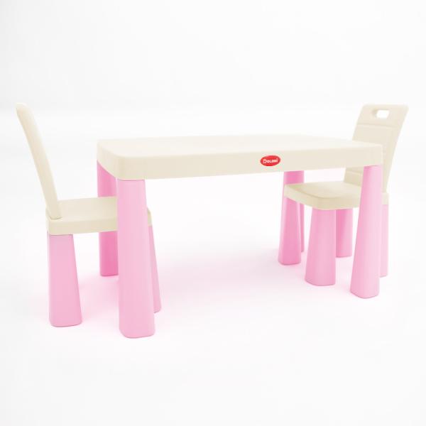 DOLONI Dětský stůl a 2 židle růžová