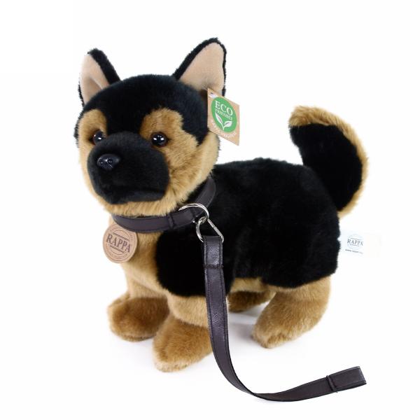 Plyšový pes nemecký ovčiak s vodítkom stojace 23 cm ECO-FRIENDLY
