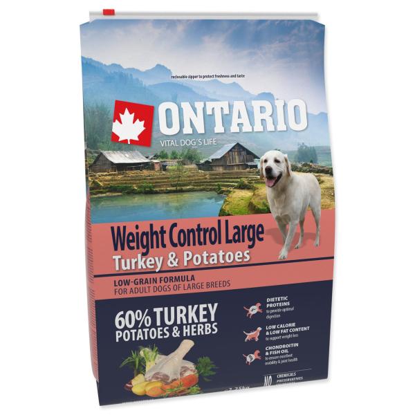 Krmivo Ontario Large Weight Control Turkey & Potatoes 2,25kg