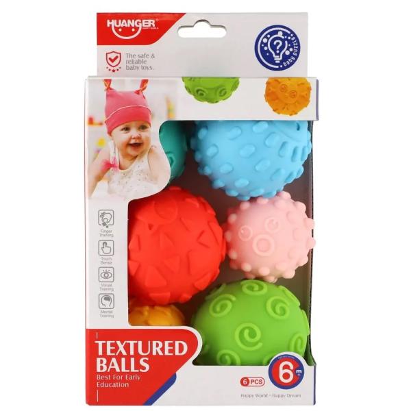 Sada míčků 6ks s texturou gumové 6-8cm