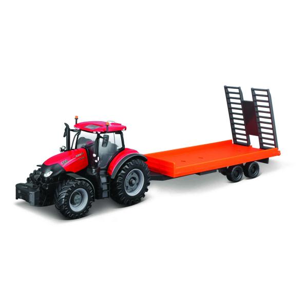 Bburago Farm 10cm Tractor con Remolque - Case IH Optum CVX 300 con Remolque de Carga Baja