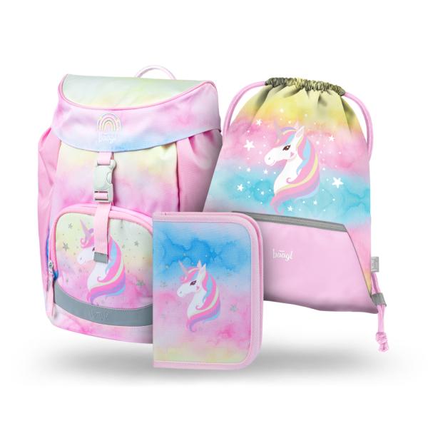 BAAGL SET 3 Airy Rainbow Unicorn: mochila, estuche, bolsa