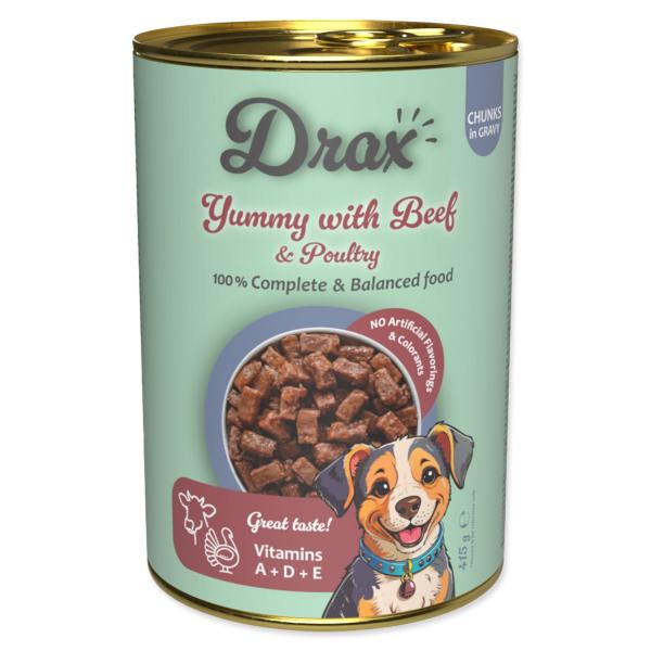 Konzerva Drax Adult s hovězím a drůbežím masem 415g