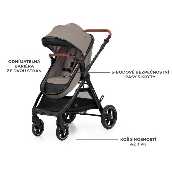 KINDERKRAFT Kočárek kombinovaný 3v1 Esme Pro Sand Beige (obrázek 10)