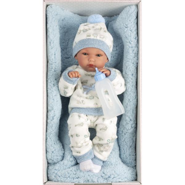 Llorens 63509 NEW BORN CHLAPEČEK - realistická panenka miminko s celovinylovým tělem (obrázek 5)