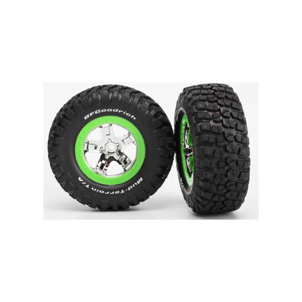 Traxxas koleso 2.2/3.0", disk SCT strieborný-zelený, pneu KM2 (2)