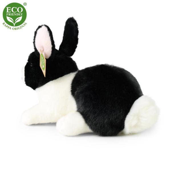 Plyšový králík ležící bíle černý 23 cm ECO-FRIENDLY (obrázek 4)