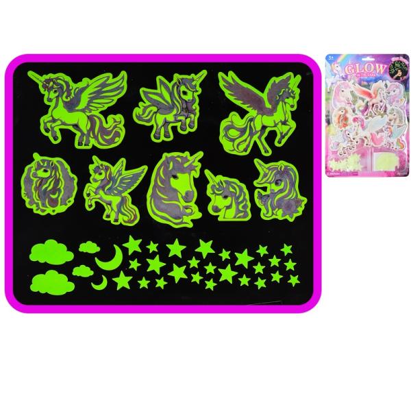 Hviezdičky a nálepky jednorožec svietiace v tme 40ks