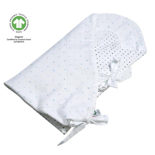 Zavinovačka bavlněná BIO Blue and Black Dots 85x85cm