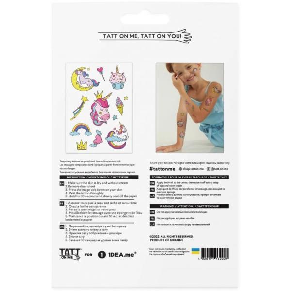TATTonMe Voděodolné dočasné tetovačky pro děti Jednorožci mix