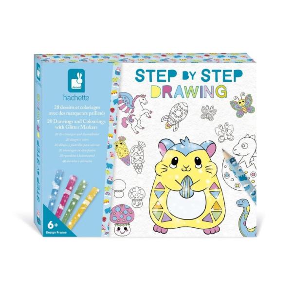 Janod Step by step Kreatívna sada Kreslenie krok za krokom s fixkami