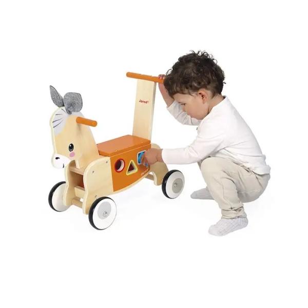 Janod Farm Dřevěné odrážedlo a chodítko Oslík