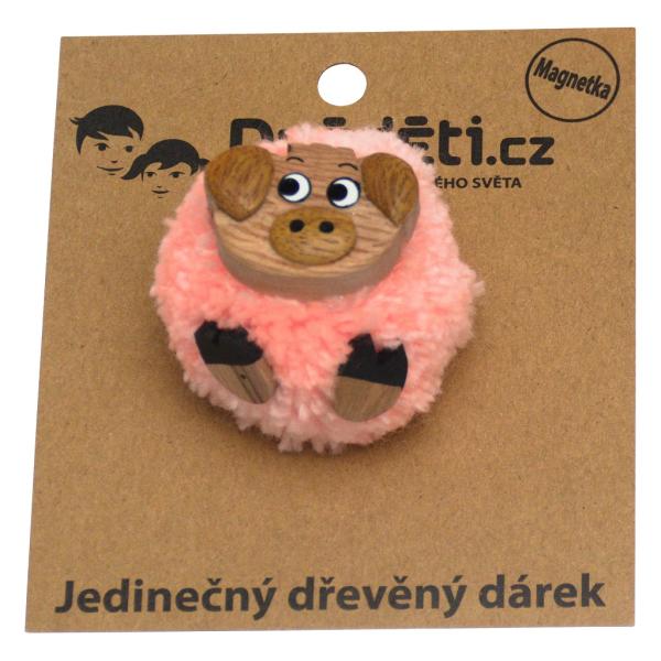 Dvedeti Drevená magnetka veľká pompom Prasa