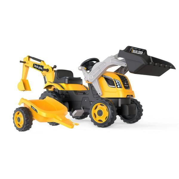 Smoby Šlapací traktor Builder Max s bagrem a vozíkem