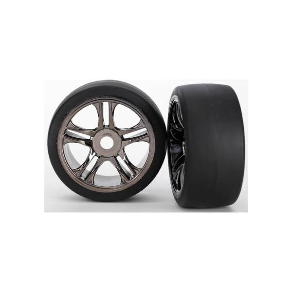 Traxxas kolo, disk Split-Spoke černý chrom, pneu slick S1 (2) (přední)