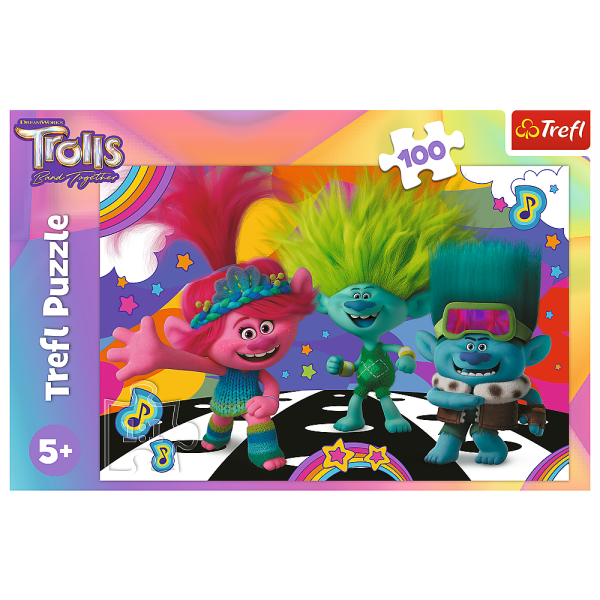 Trefl Puzzle 100 dielikov - Zábavní Trollovia / Universal Trolls 3 (2023)