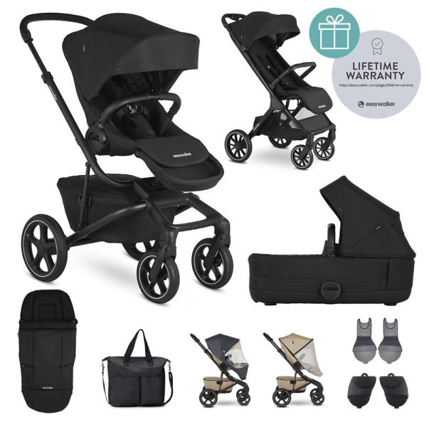 EASYWALKER Kombinovaný kočárek Jimmey Pepper Black XXL RWS + Jackey XL Shadow Black