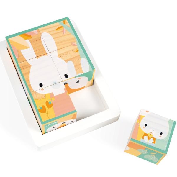 Janod obrázkové kostky Zvířátka Pure 6 ks