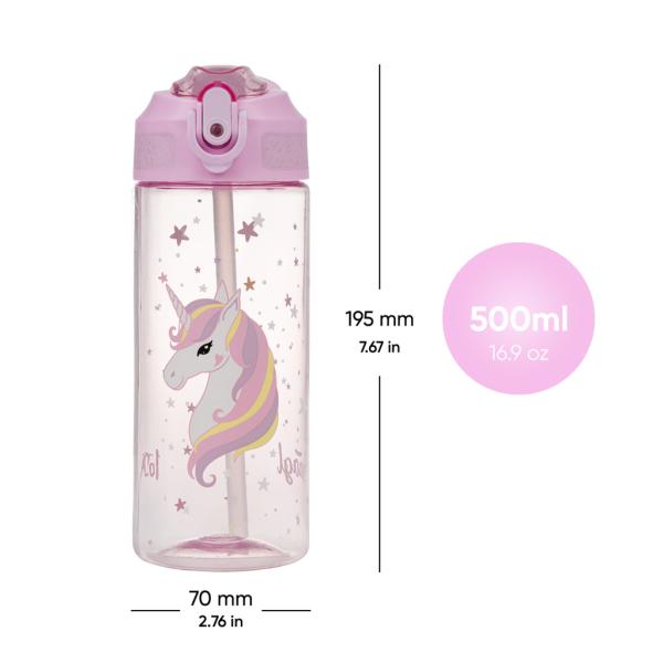 BAAGL Tritanová láhev na nápoje se slámkou Rainbow Unicorn, 500 ml (obrázek 5)