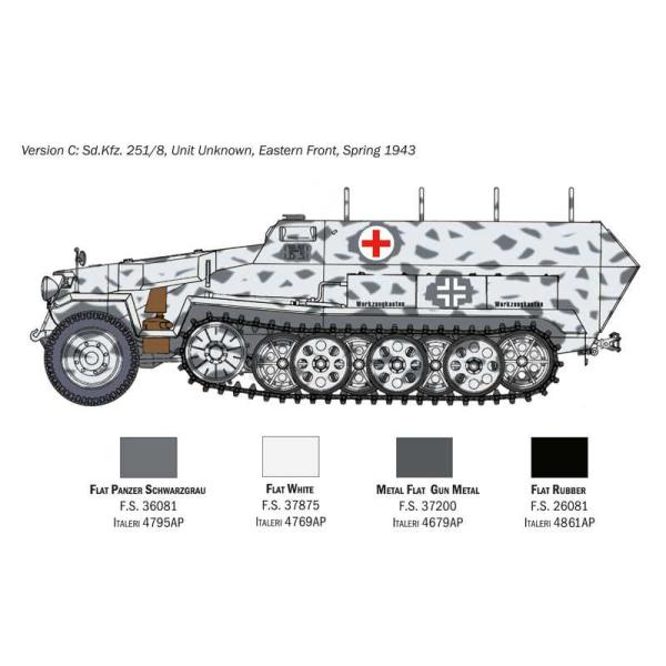 Model Kit military 7077 - Sd.Kfz. 251/8 Ambulance (1:72) (obrázek 4)