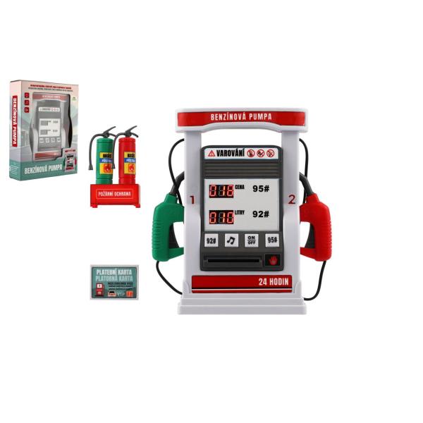 Benzínová pumpa plast na baterie se zvukem a světlem 17x23x6cm