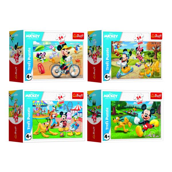 Trefl Mini puzzle 54 dílků Mickey Mouse Disney/ Den s přáteli 4 druhy