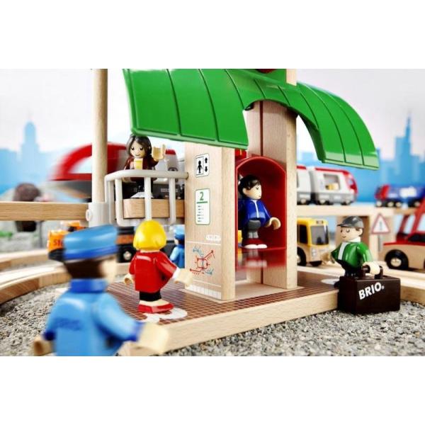 Brio Vláčkodráha velká s výhybkami, mostem, nástupištěm, 42 dílů