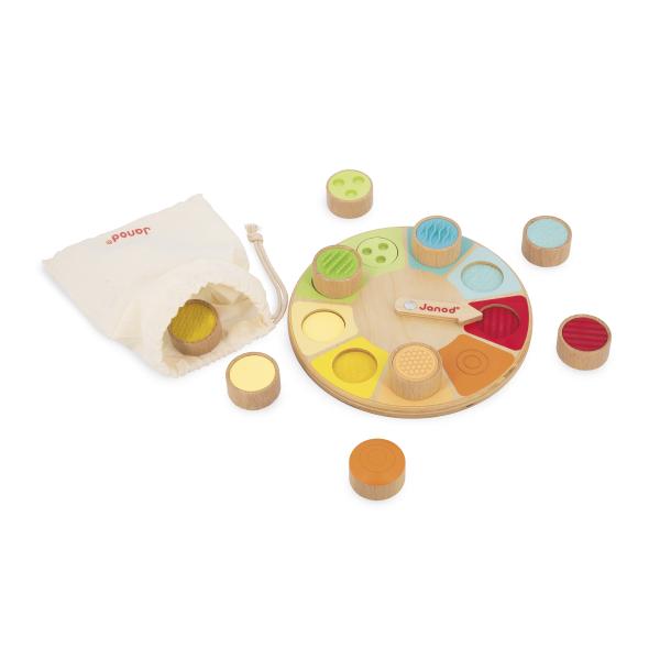 Janod Sensory Kruhové dotykové senzorické pexeso s rôznymi povrchmi