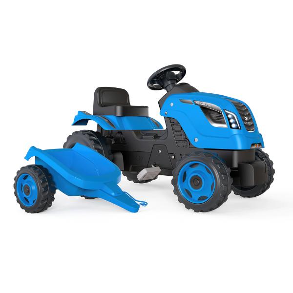Smoby Šlapací traktor Farmer XL modrý s vozíkem