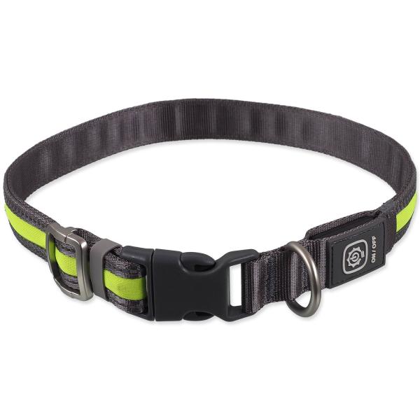 Collare Dog Fantasy USB LED in nylon luminoso S-M verde 1,9x35-50cm