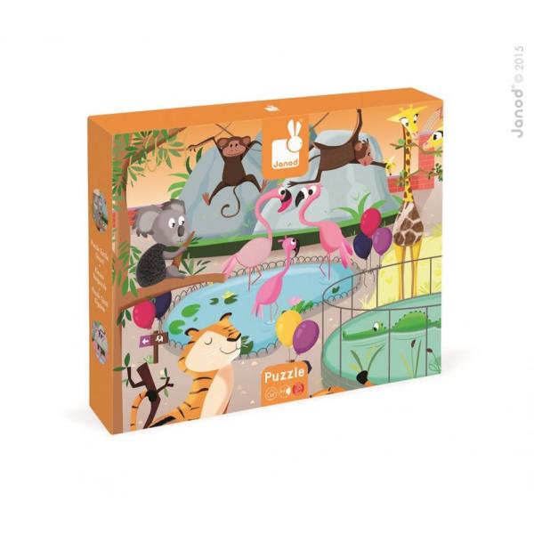 Janod Puzzle dotykové senzorické Zvířátka v ZOO s texturou 20 ks senzorické