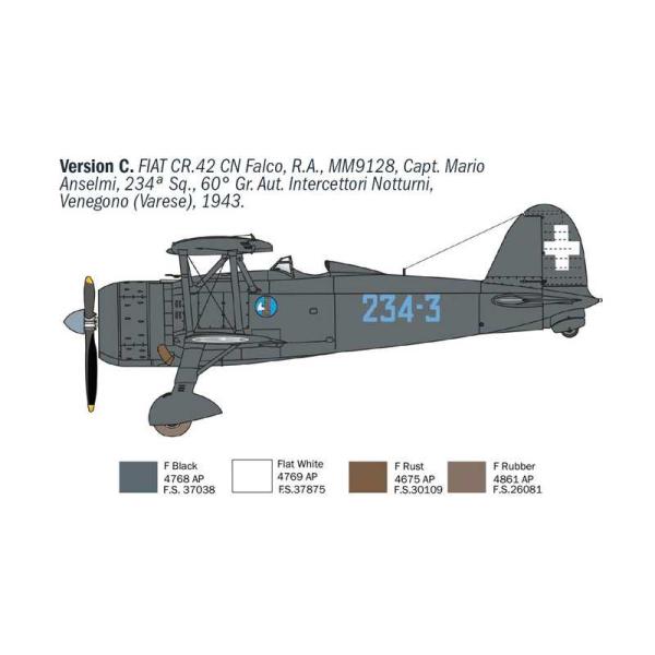 Model Kit letadlo 1485 - FIAT CR.42 CN "Falco" Noční stíhač (1:72) (obrázek 6)