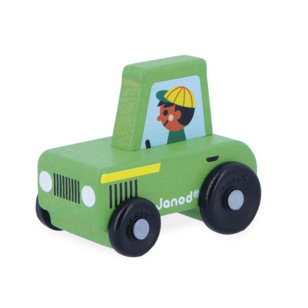 Janod Cross roads Dřevěné auto na tlačení Traktor zelený (obrázek 3)