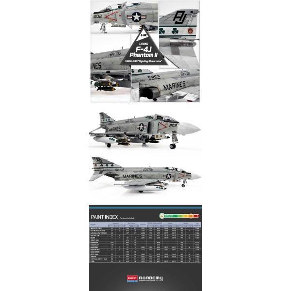 Model Kit letadlo 12356 - USMC F-4J Phantom II "VMFA-333 Fighting Shamrocks" (1:48) (obrázek 4)