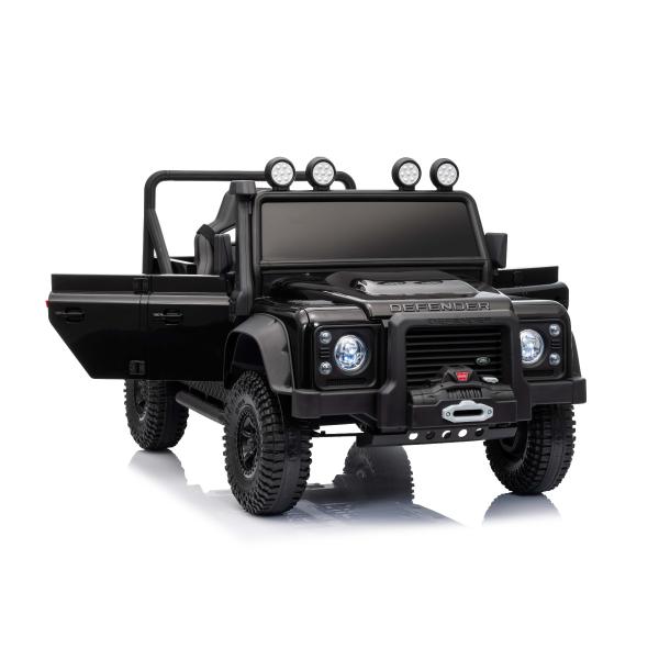 Elektrické autíčko Land Rover Defender 110 SVX 12V, černé, 4X4 pohon, LED světla, přední