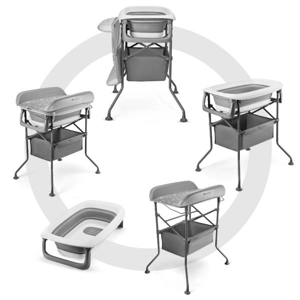 Kinderkraft Stolek přebalovací s vaničkou Bubbly Grey