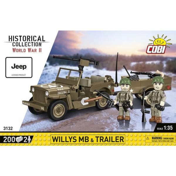 Cobi II WW Willys MB s přívěsem, 1:35, 200 k, 2 f