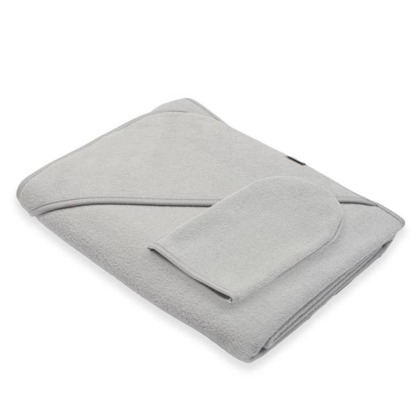 Toalla de felpa para niños con capucha New Baby BASIC 100x100 gris