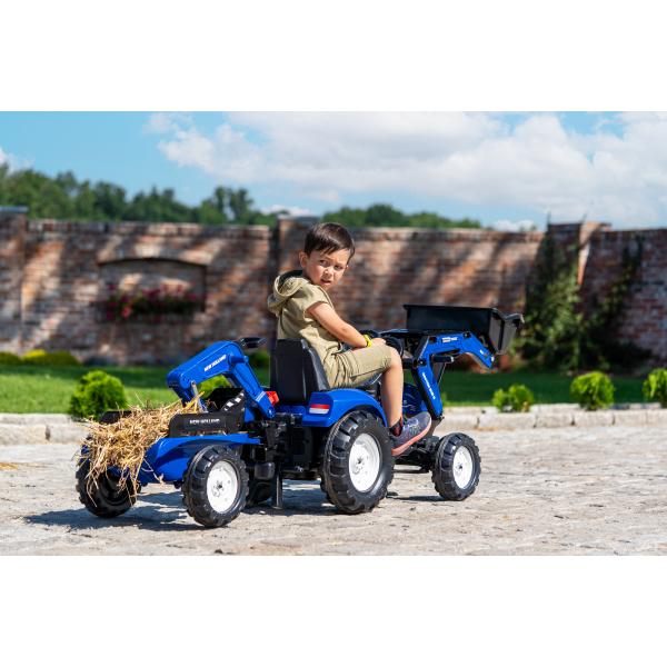 Falk Šlapací traktor 3090Y New Holland T8 s předním nakladačem a vlečkou modrý (obrázek 6)