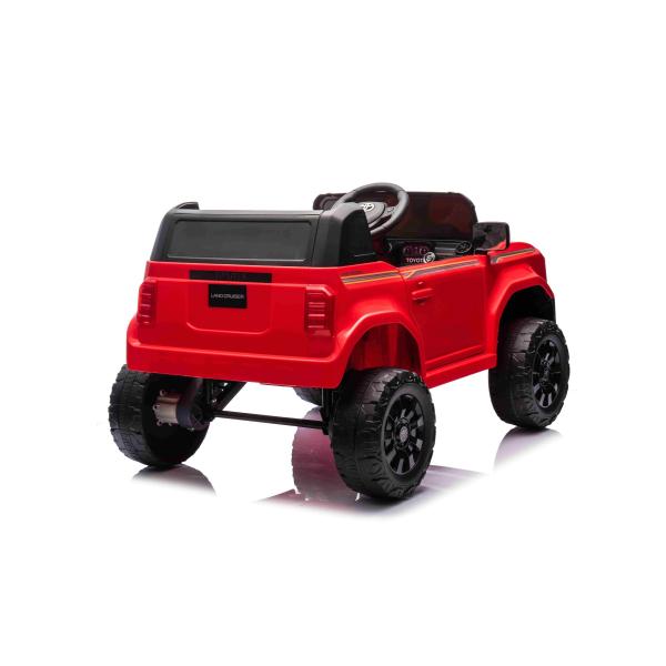 Elektrické autíčko Toyota Landcruiser 12V, červené, široké jednomístné sedadlo, 2,4 GHz d